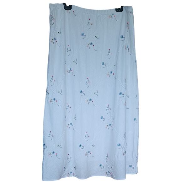 Susan Graver Maxi Skirt White Embroidered Floral Pattern Linen Blend Women's XL - Picture 1 of 7
